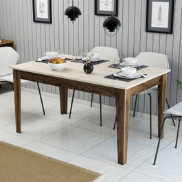 Hanah Home Milan 898 Mesa de Comedor Nogal y Travertino